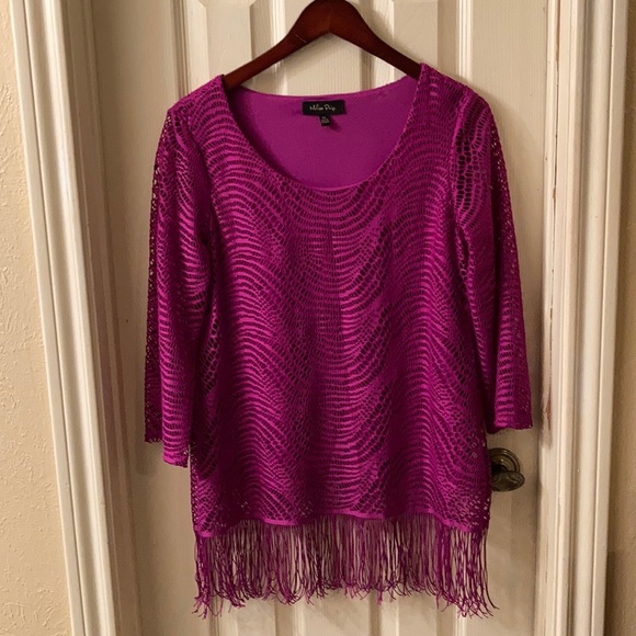 MELISSA PAGE BLOUSE WITH FRINGE BOTTON XS - Picture 3 of 4